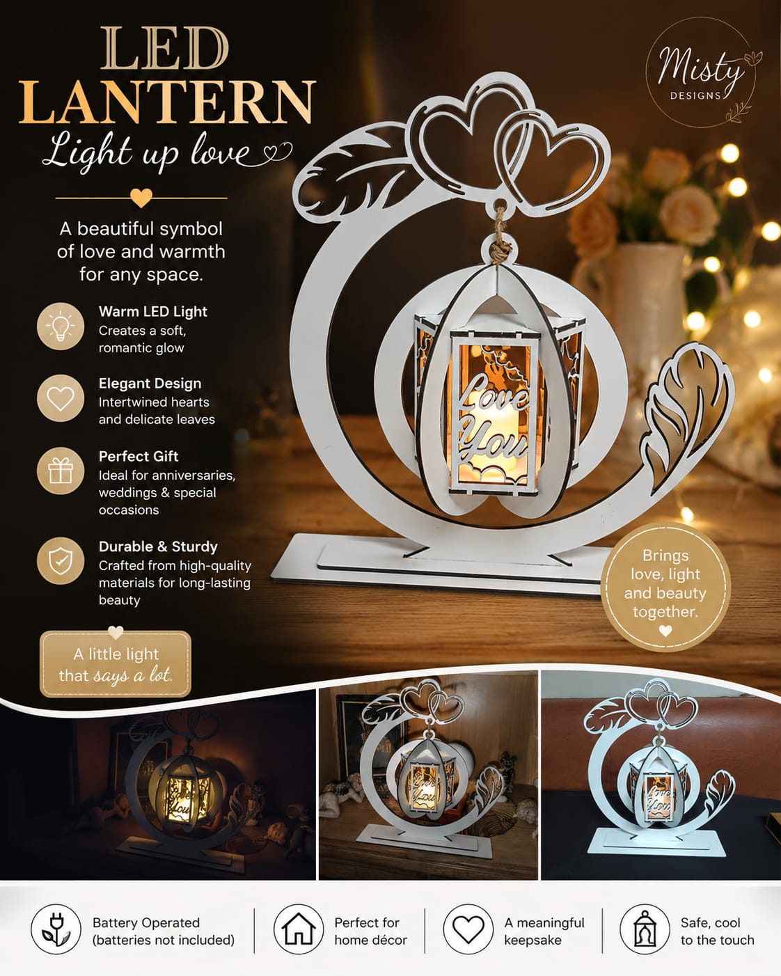 LED Love Lantern – Elegant Home Décor & Gift