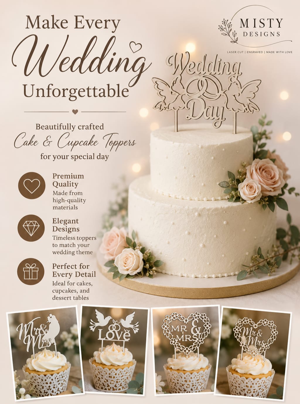 💍 Wedding Cake & Cupcake Toppers 💍