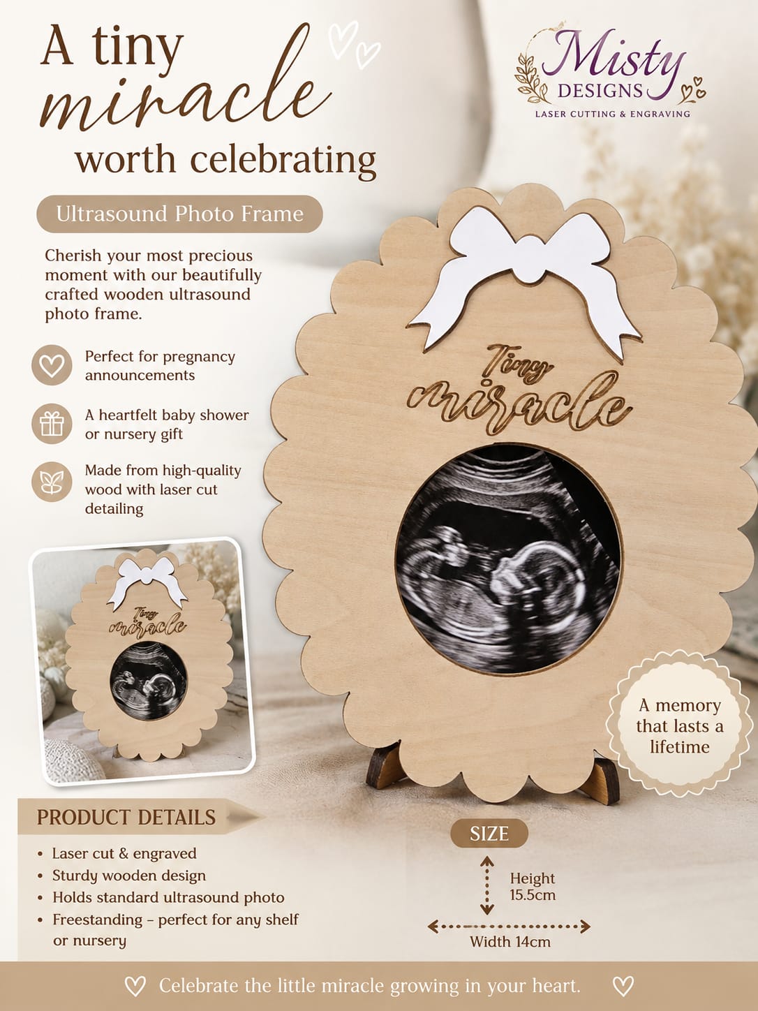 ✨ Tiny Miracle Ultrasound Photo Frame ✨