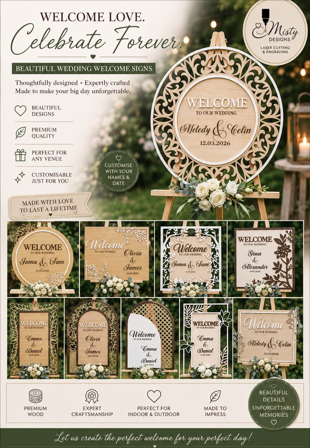 Elegant Wooden Wedding Welcome Sign