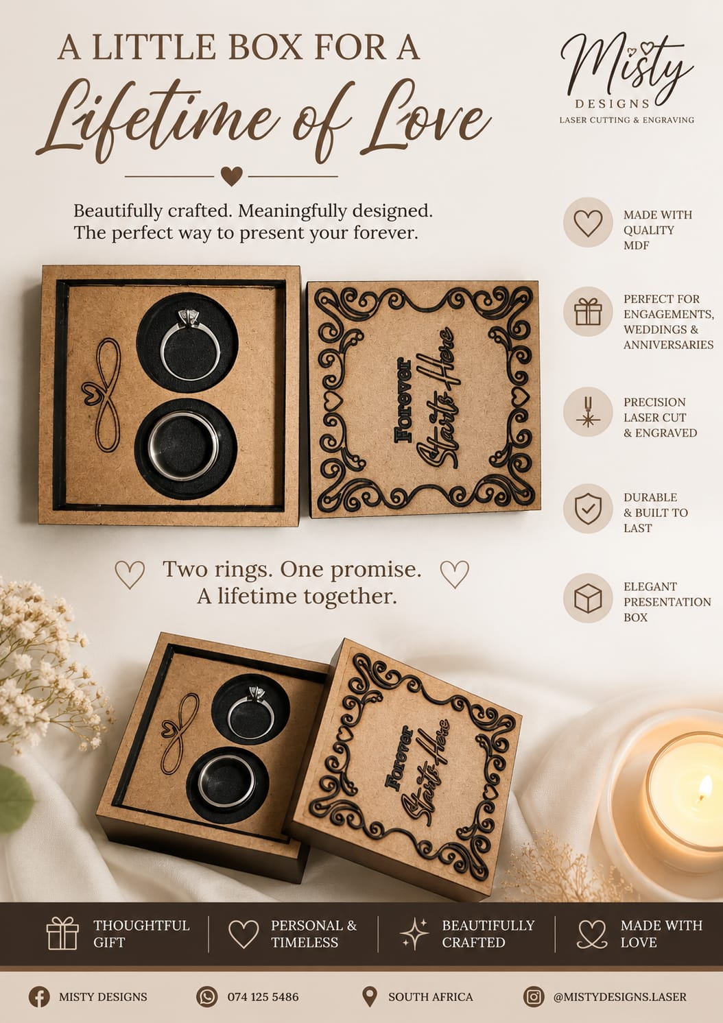 Forever Starts Here – Wooden Wedding Ring Box 💍❤️