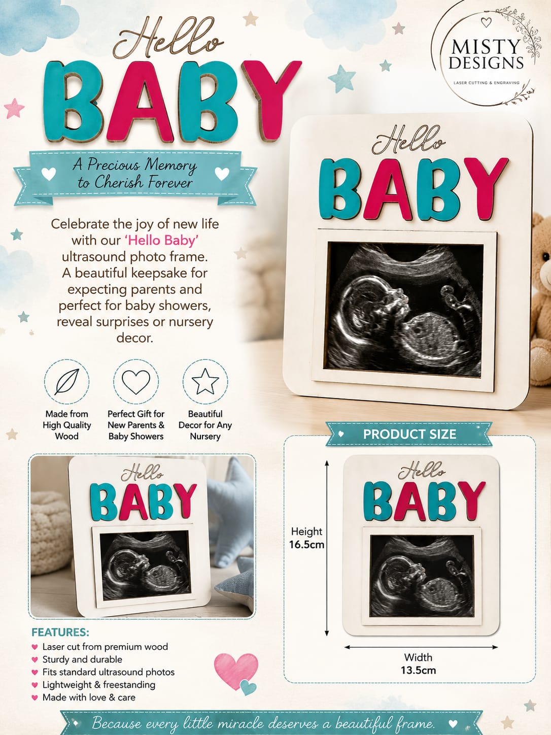 ✨ HELLO BABY ULTRASOUND PHOTO FRAME