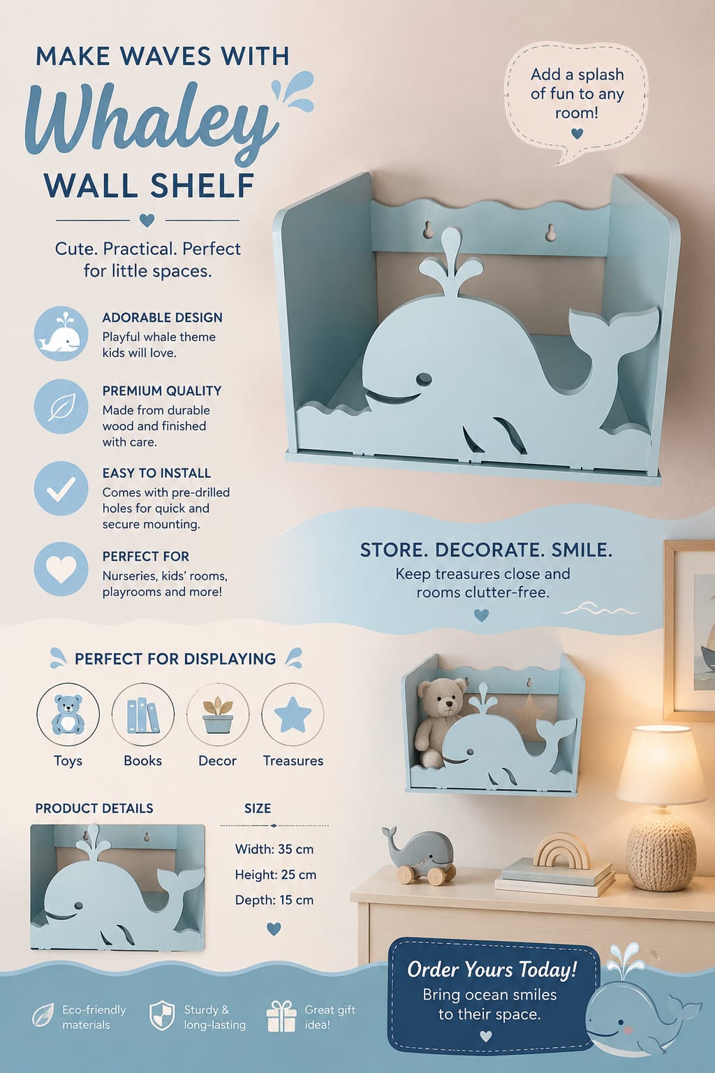 Whale Wall Shelf