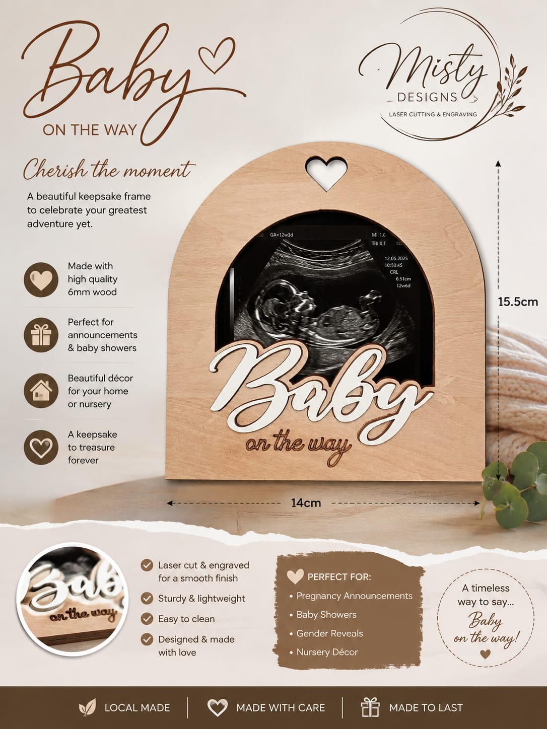 👶 Baby on the Way – Ultrasound Keepsake Frame